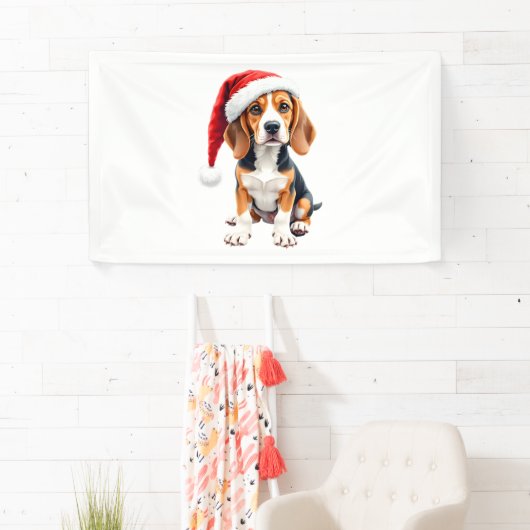 Beagle Christmas Dog T-shirt met lange mouwen Spandoek (Insitu)