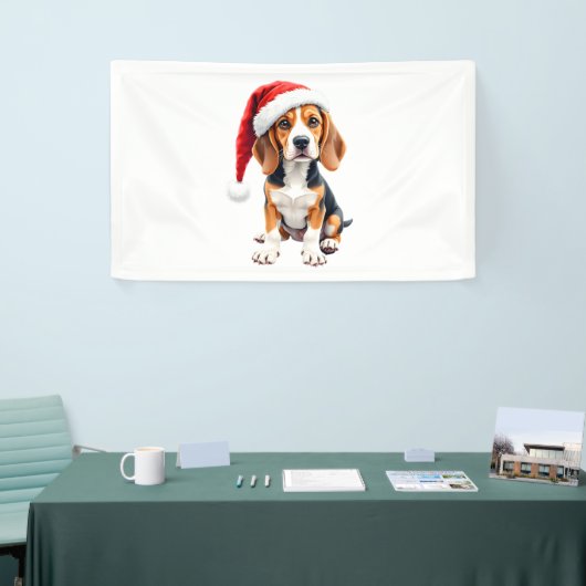 Beagle Christmas Dog T-shirt met lange mouwen Spandoek (Beurs)