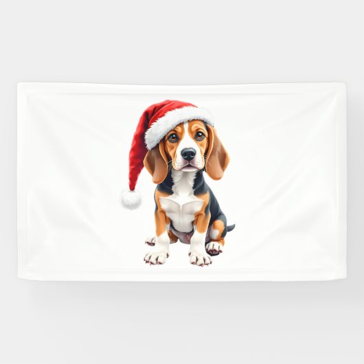 Beagle Christmas Dog T-shirt met lange mouwen Spandoek (Horizontaal)