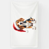 Beagle Christmas Dog T-shirt met lange mouwen Spandoek (Verticaal)