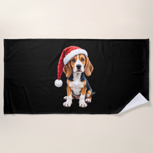 Beagle Christmas Dog T-shirt met lange mouwen Strandlaken (Voorkant)