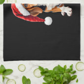 Beagle Christmas Dog T-shirt met lange mouwen Theedoek (Gevouwen)