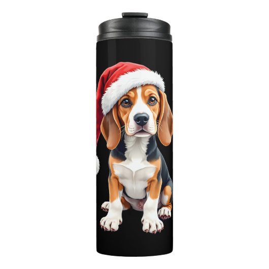 Beagle Christmas Dog T-shirt met lange mouwen Thermosbeker (Voorkant)