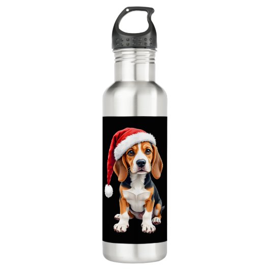 Beagle Christmas Dog T-shirt met lange mouwen Waterfles (Voorkant)