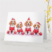 Beagle Christmas Dress Santa Hat Kaart (Gele Bloem)
