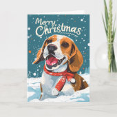 Beagle Christmas Feestdagen Kaart (Voorkant)
