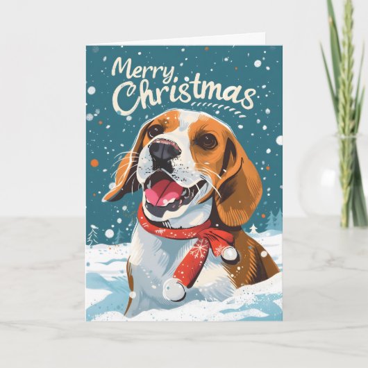 Beagle Christmas Feestdagen Kaart (Voorkant)
