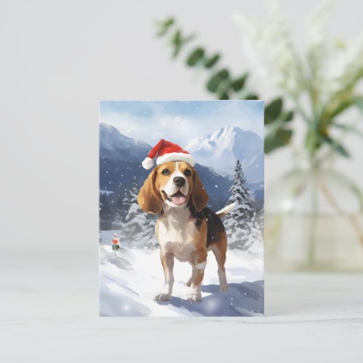 Beagle Christmas Feestdagenkaart (Staand voorkant)
