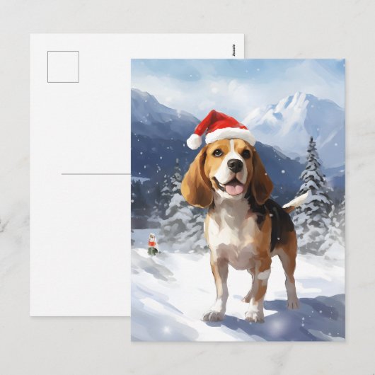 Beagle Christmas Feestdagenkaart (Voorkant / Achterkant)