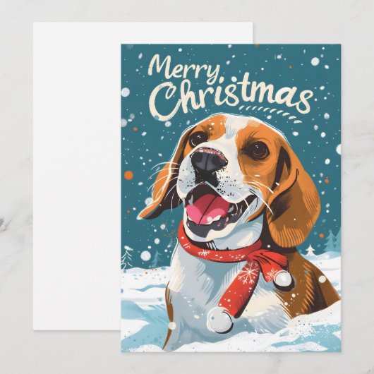 Beagle Christmas Feestdagenkaart (Voorkant / Achterkant)