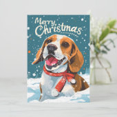 Beagle Christmas Feestdagenkaart (Staand voorkant)