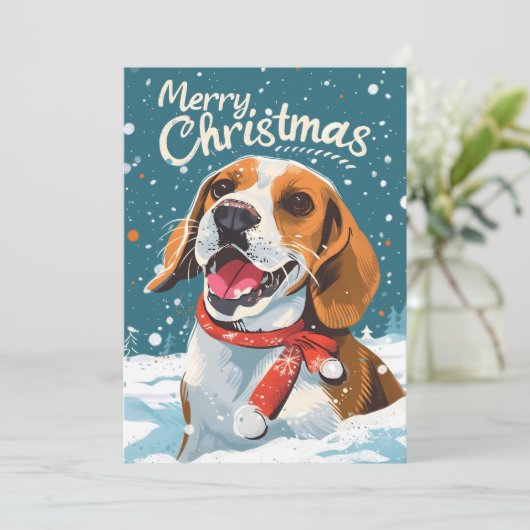 Beagle Christmas Feestdagenkaart (Staand voorkant)