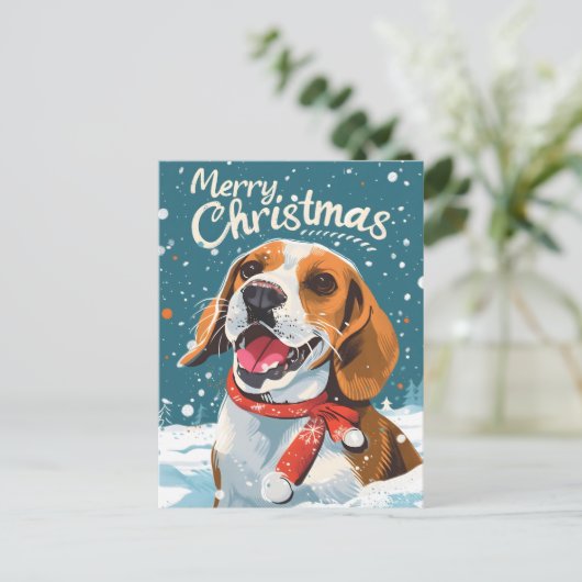 Beagle Christmas Feestdagenkaart (Staand voorkant)
