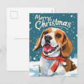 Beagle Christmas Feestdagenkaart (Voorkant / Achterkant)