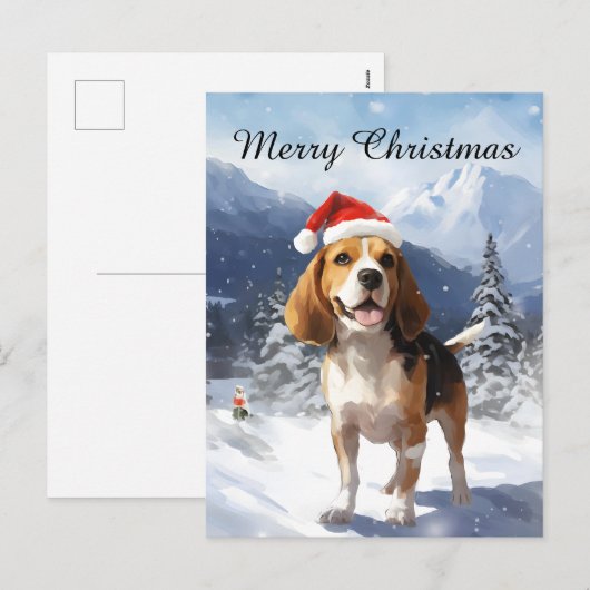 Beagle Christmas Feestdagenkaart (Voorkant / Achterkant)
