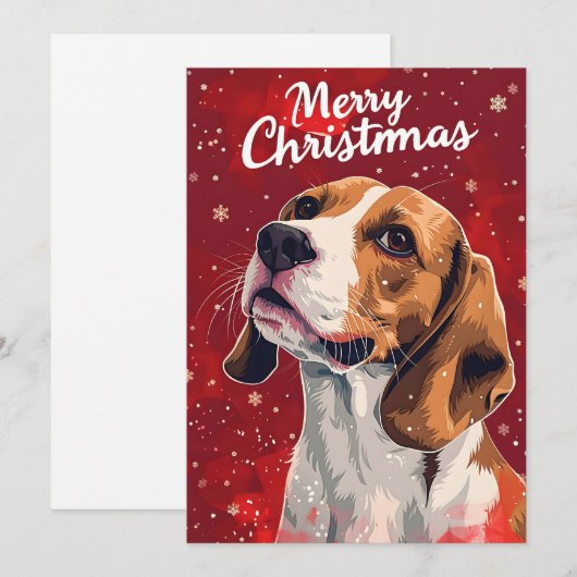 Beagle Christmas Feestdagenkaart (Voorkant / Achterkant)