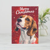 Beagle Christmas Feestdagenkaart (Staand voorkant)