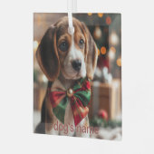 Beagle Christmas Glas Ornament (Voorkant links)