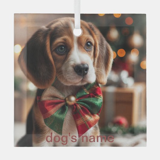 Beagle Christmas Glas Ornament (Voorkant)