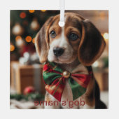 Beagle Christmas Glas Ornament (Achterkant)