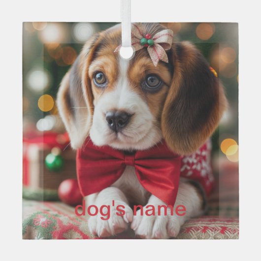Beagle Christmas Glas Ornament (Voorkant)