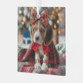 Beagle Christmas Glas Ornament (Voorkant links)