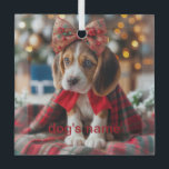 Beagle Christmas Glas Ornament<br><div class="desc">Gepersonaliseerde beagle met de naam van de hond en uw foto,  of gebruik het zoals het is en verwijder "naam van de hond"</div>