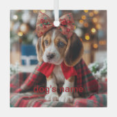 Beagle Christmas Glas Ornament (Voorkant)