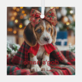 Beagle Christmas Glas Ornament (Achterkant)