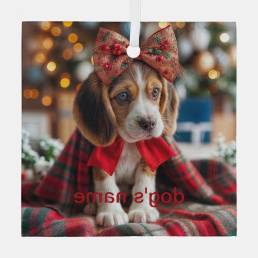 Beagle Christmas Glas Ornament (Achterkant)