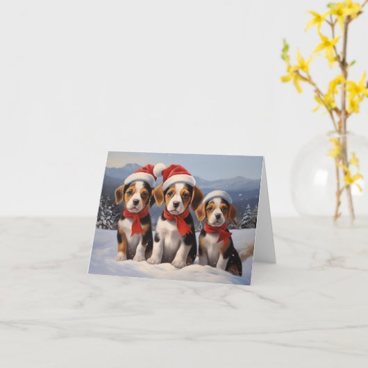 Beagle Christmas Kaart (Gele Bloem)