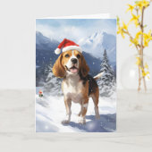 Beagle Christmas Kaart (Gele Bloem)
