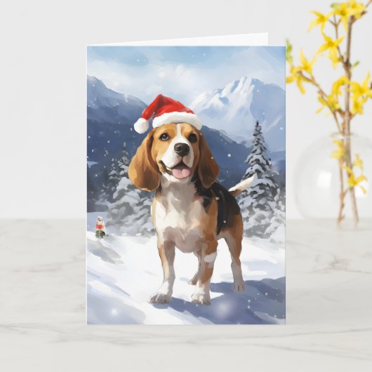 Beagle Christmas Kaart (Gele Bloem)