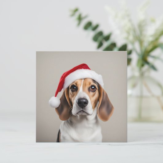 Beagle Christmas Kaart (Staand voorkant)