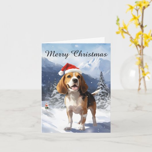 Beagle Christmas Kaart (Gele Bloem)