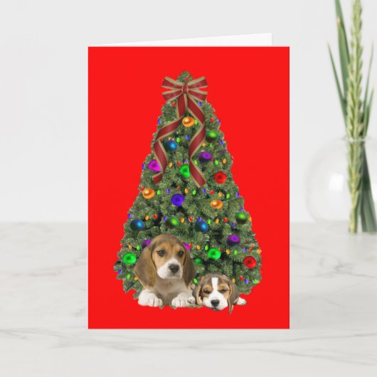 Beagle Christmas Kaart Tree (Voorkant)