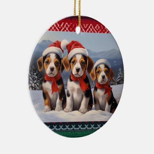 Beagle Christmas Keramisch Ornament (Rechts)