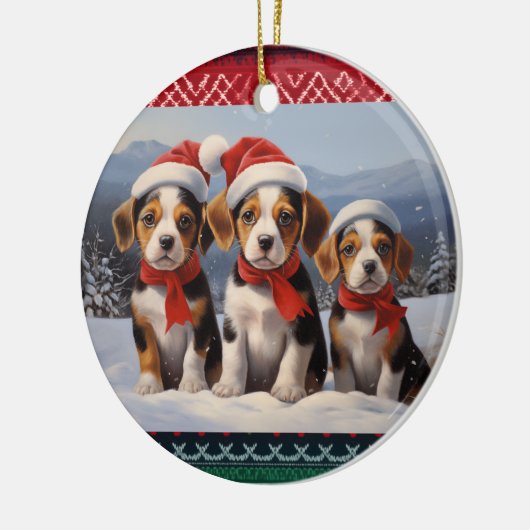 Beagle Christmas Keramisch Ornament (Links)