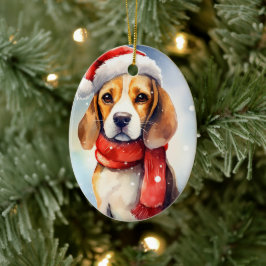 Beagle Christmas Keramisch Ornament