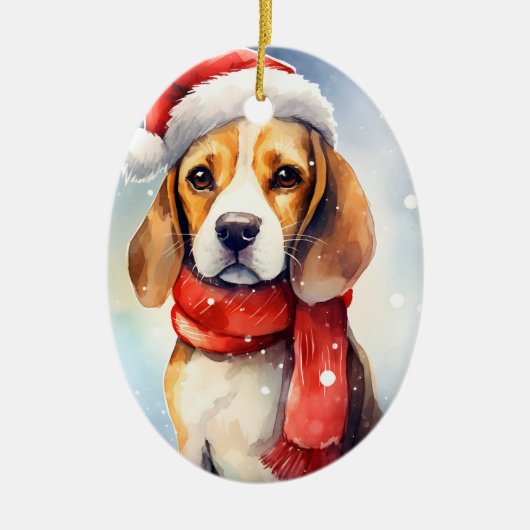 Beagle Christmas Keramisch Ornament (Voorkant)