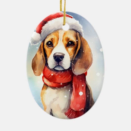 Beagle Christmas Keramisch Ornament (Achterkant)