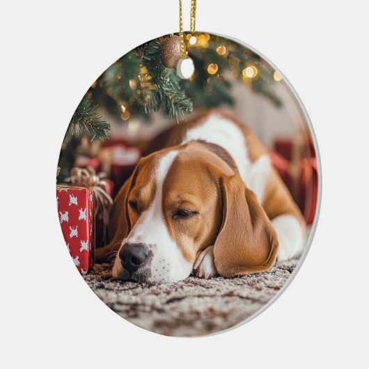 Beagle Christmas Keramisch Ornament (Links)