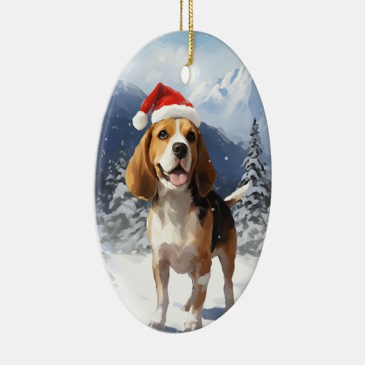 Beagle Christmas Keramisch Ornament (Rechts)