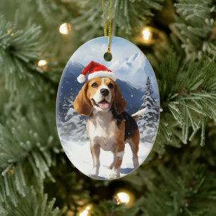 Beagle Christmas Keramisch Ornament