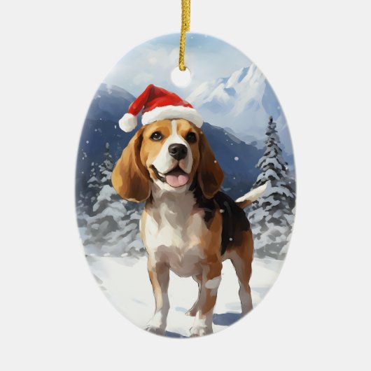 Beagle Christmas Keramisch Ornament (Voorkant)
