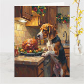 Beagle Christmas Kitchen Counter Sniffer Kaart (Gele Bloem)