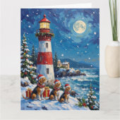 Beagle Christmas Lighthouse Holiday Kaart (Voorkant)