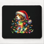 Beagle Christmas Lights Santa Hat Hondenliefhebber Muismat<br><div class="desc">Beagle Christmas Lights Santa Hat Hondenliefhebber</div>