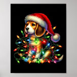 Beagle Christmas Lights Santa Hat Hondenliefhebber Poster<br><div class="desc">Beagle Christmas Lights Santa Hat Hondenliefhebber</div>