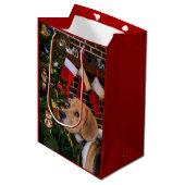 Beagle Christmas Medium Cadeauzakje (Voorkant Gekanteld)